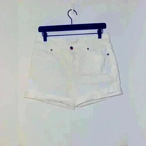 LOFT Stretch Mid Rise Denim Roll Shorts in White, Size 26 / Size 2, Worn Once